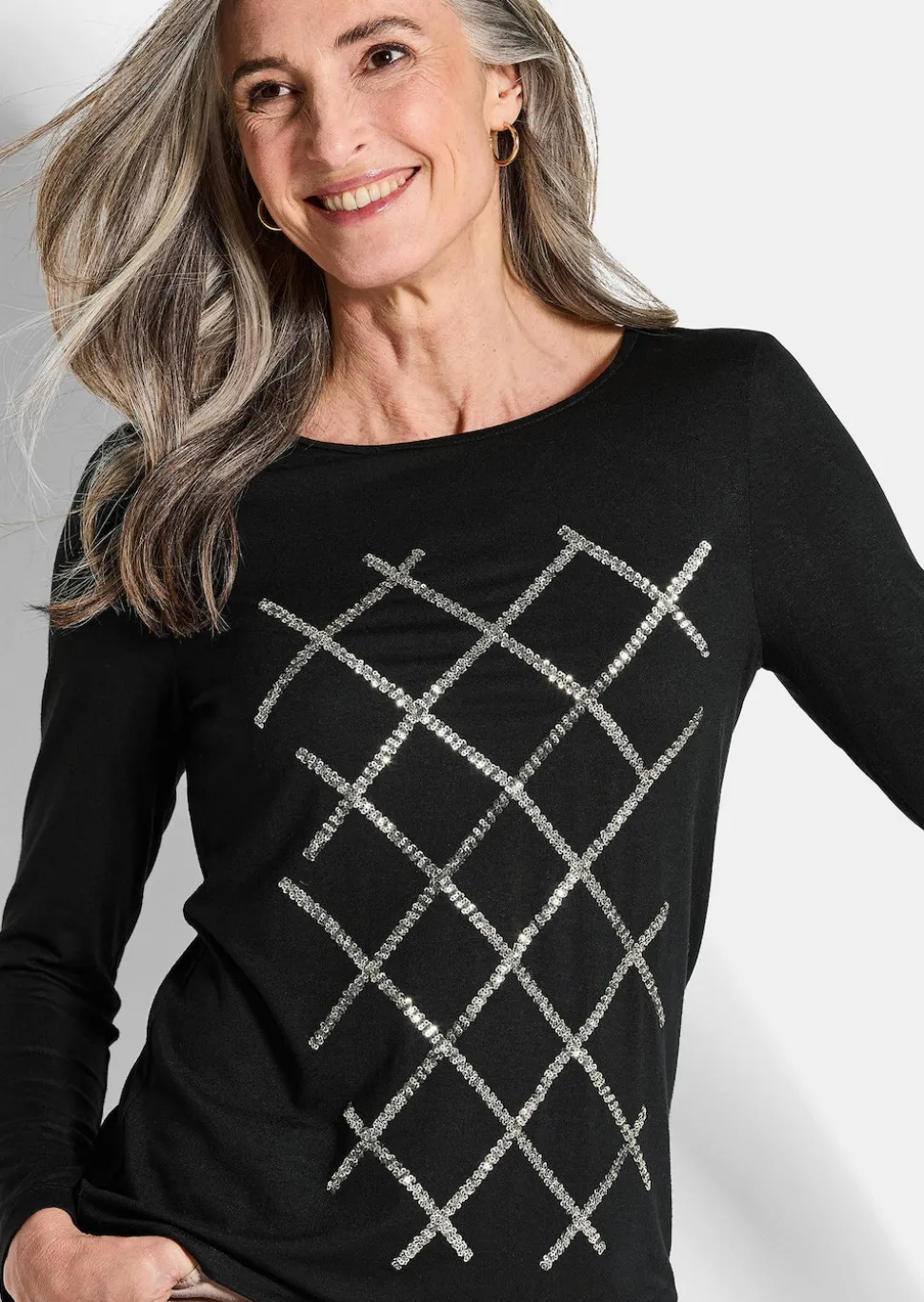 Jersey-Shirt mit Pailletten