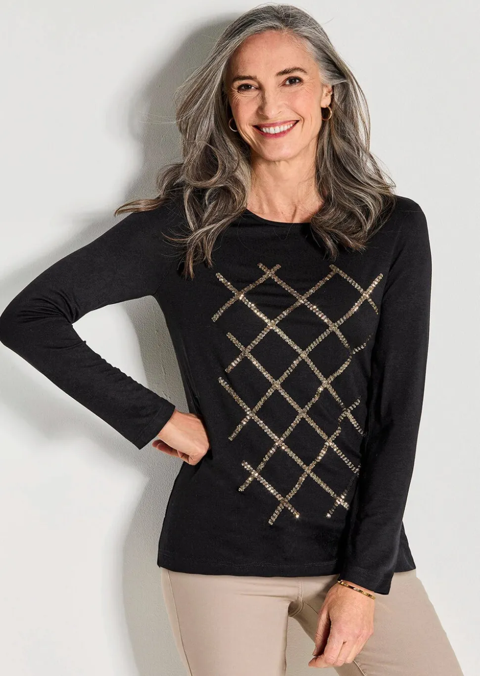 Jersey-Shirt mit Pailletten