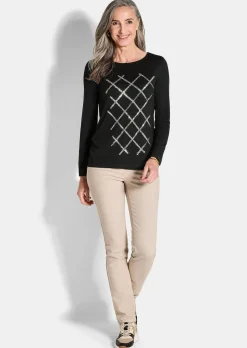 Jersey-Shirt mit Pailletten