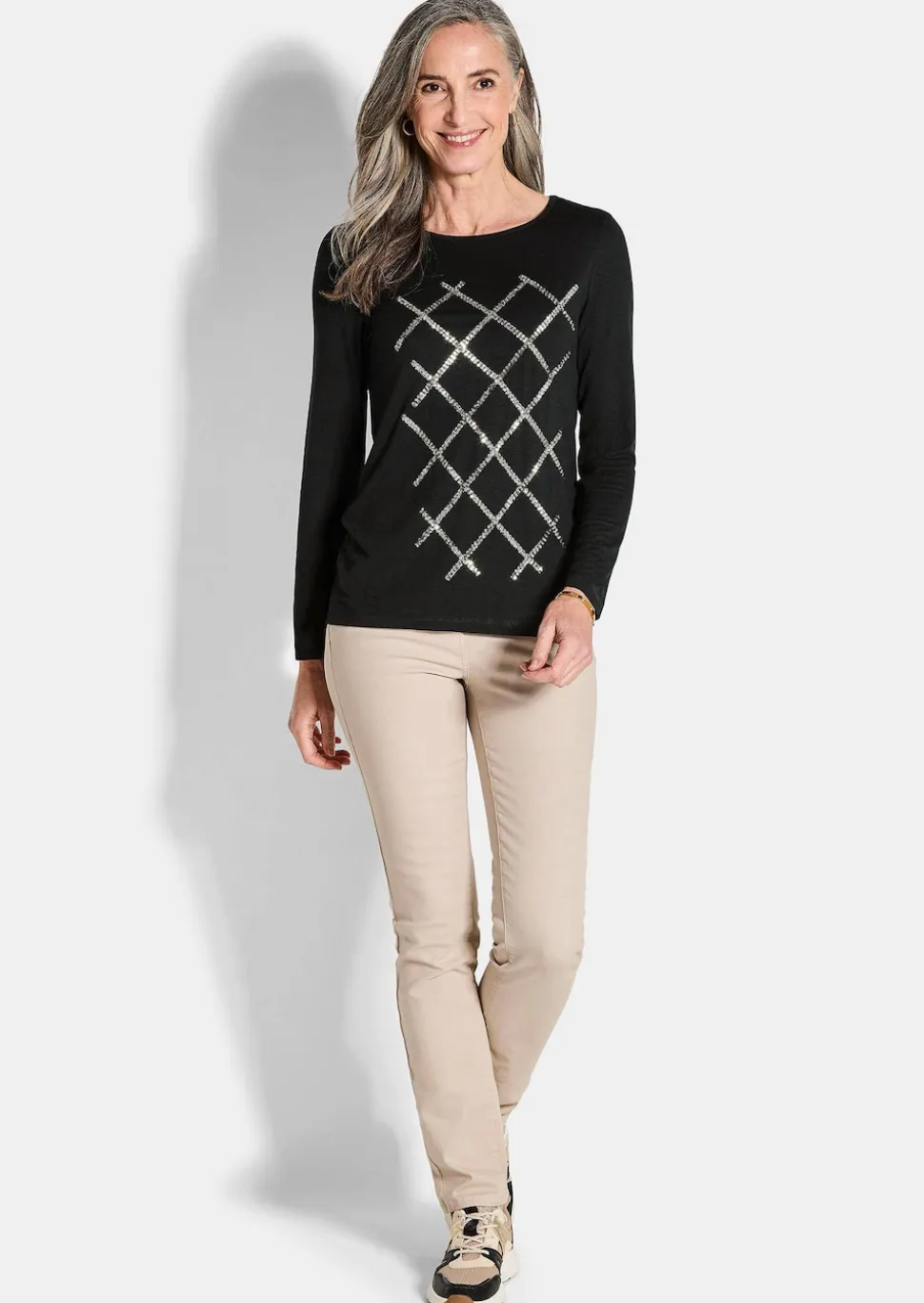 Jersey-Shirt mit Pailletten