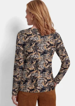 Jersey-Shirt mit Paisley-Print und Hahnentritt