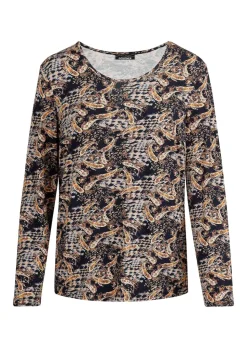 Jersey-Shirt mit Paisley-Print und Hahnentritt