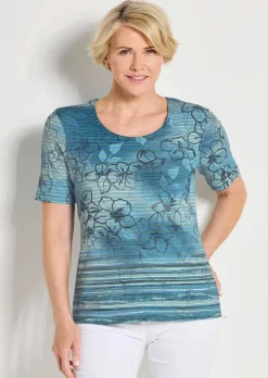 Jersey-Shirt mit Ringelstruktur