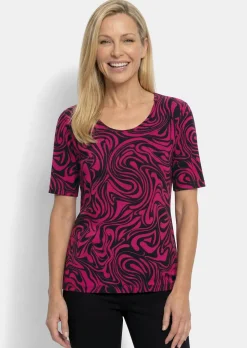 Jersey-Shirt mit schwungvollem Muster