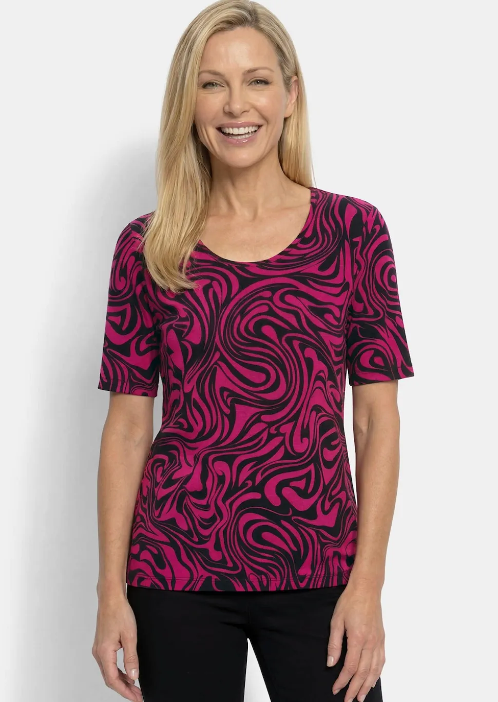Jersey-Shirt mit schwungvollem Muster