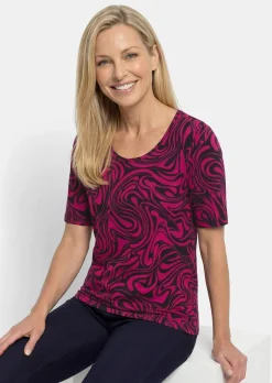 Jersey-Shirt mit schwungvollem Muster