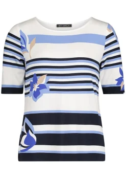 Jersey-Shirt mit Streifen und Blüten