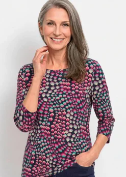 Jersey-Shirt mit U-Boot-Ausschnitt und 3/4-Arm