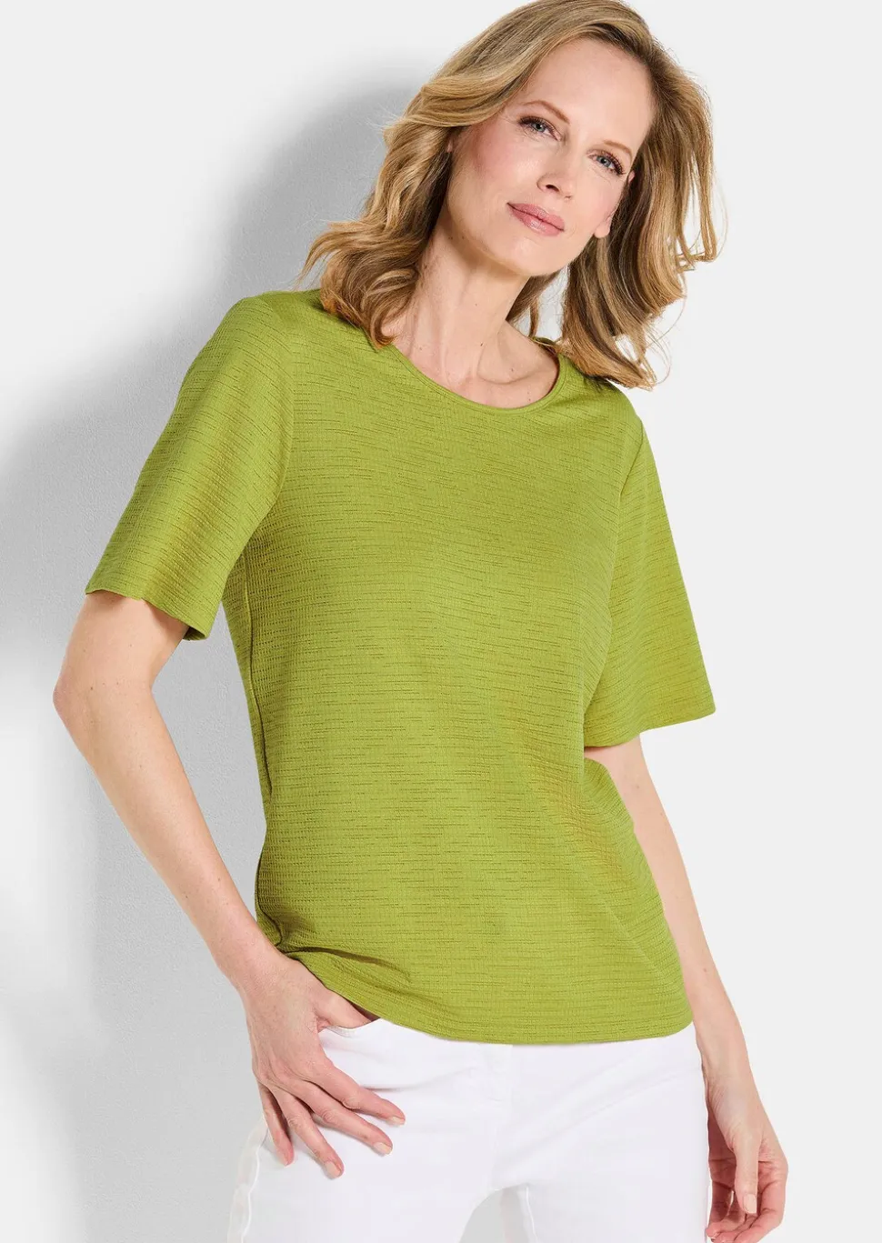 Jersey-Shirt mit U-Boot-Ausschnitt