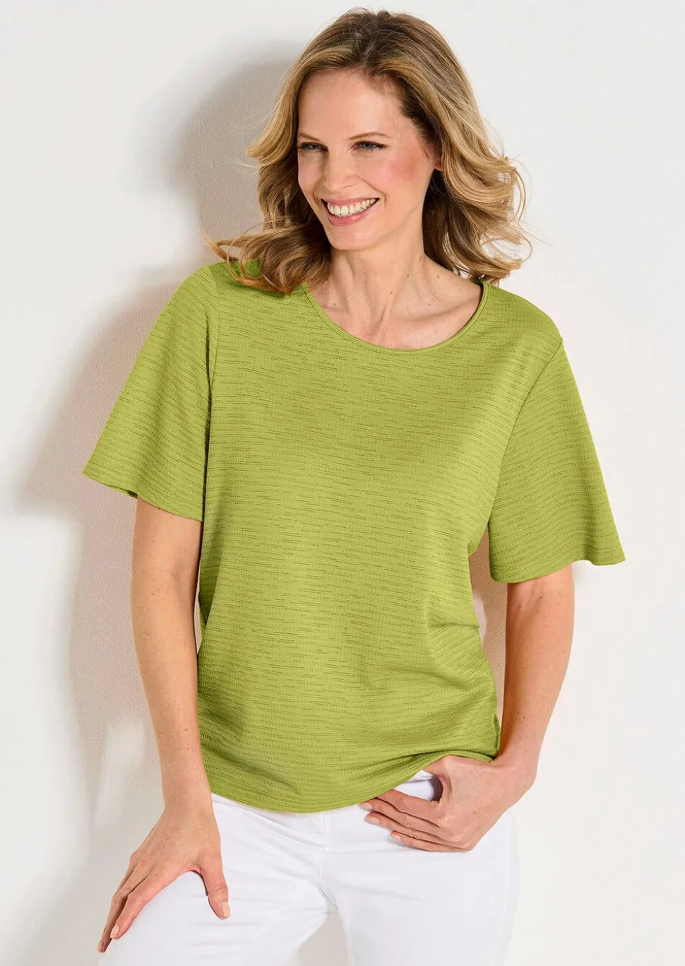 Jersey-Shirt mit U-Boot-Ausschnitt