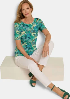 Jersey-Shirt mit U-Boot-Ausschnitt