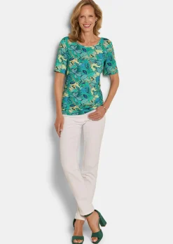 Jersey-Shirt mit U-Boot-Ausschnitt