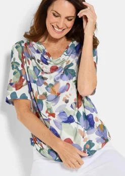 Jerseyshirt mit Wasserfallausschnitt