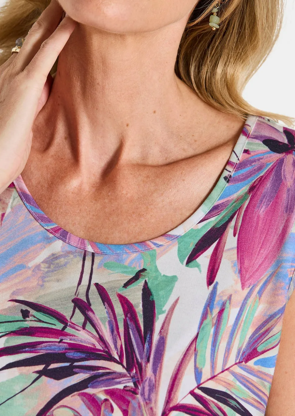 Jersey-Top mit Palmen-Print