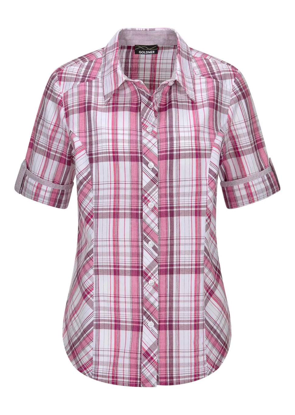 Karo-Bluse aus reiner Baumwolle