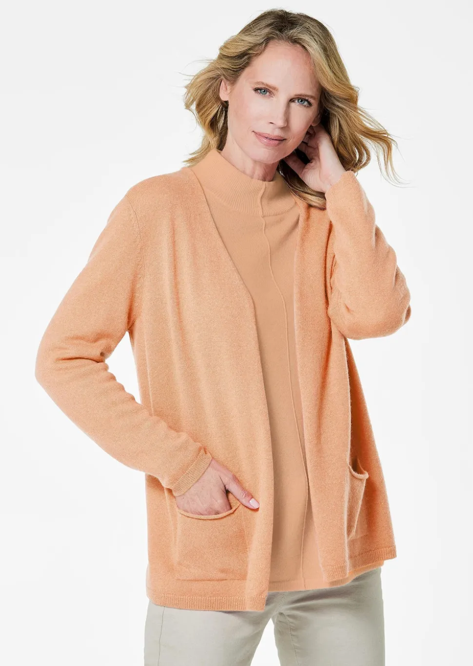 Kaschmir-Longstrickjacke