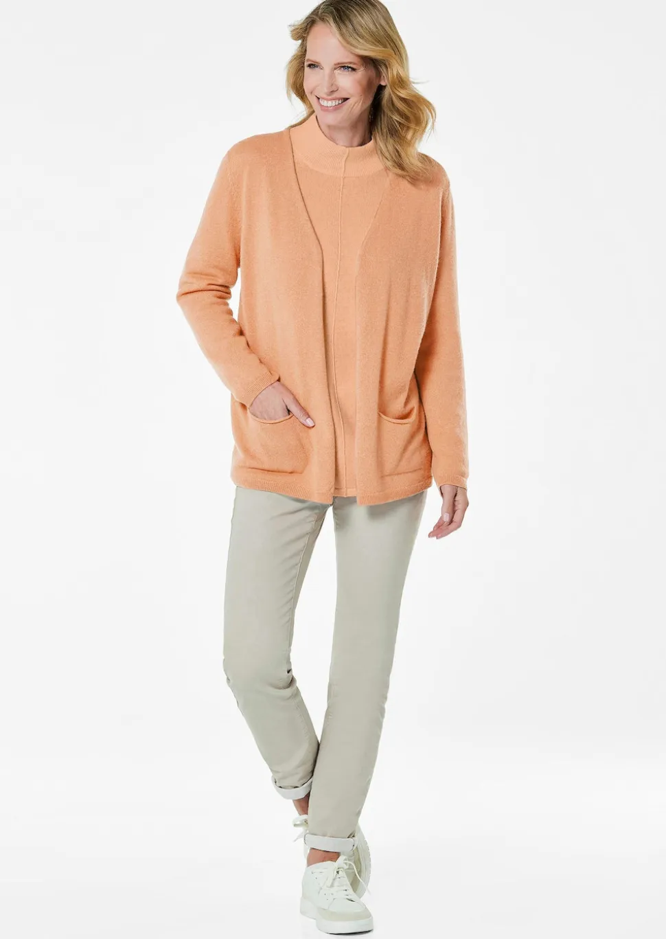 Kaschmir-Longstrickjacke