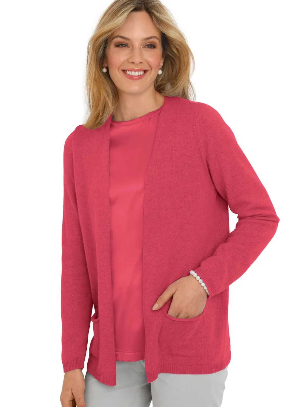 Kaschmir-Longstrickjacke