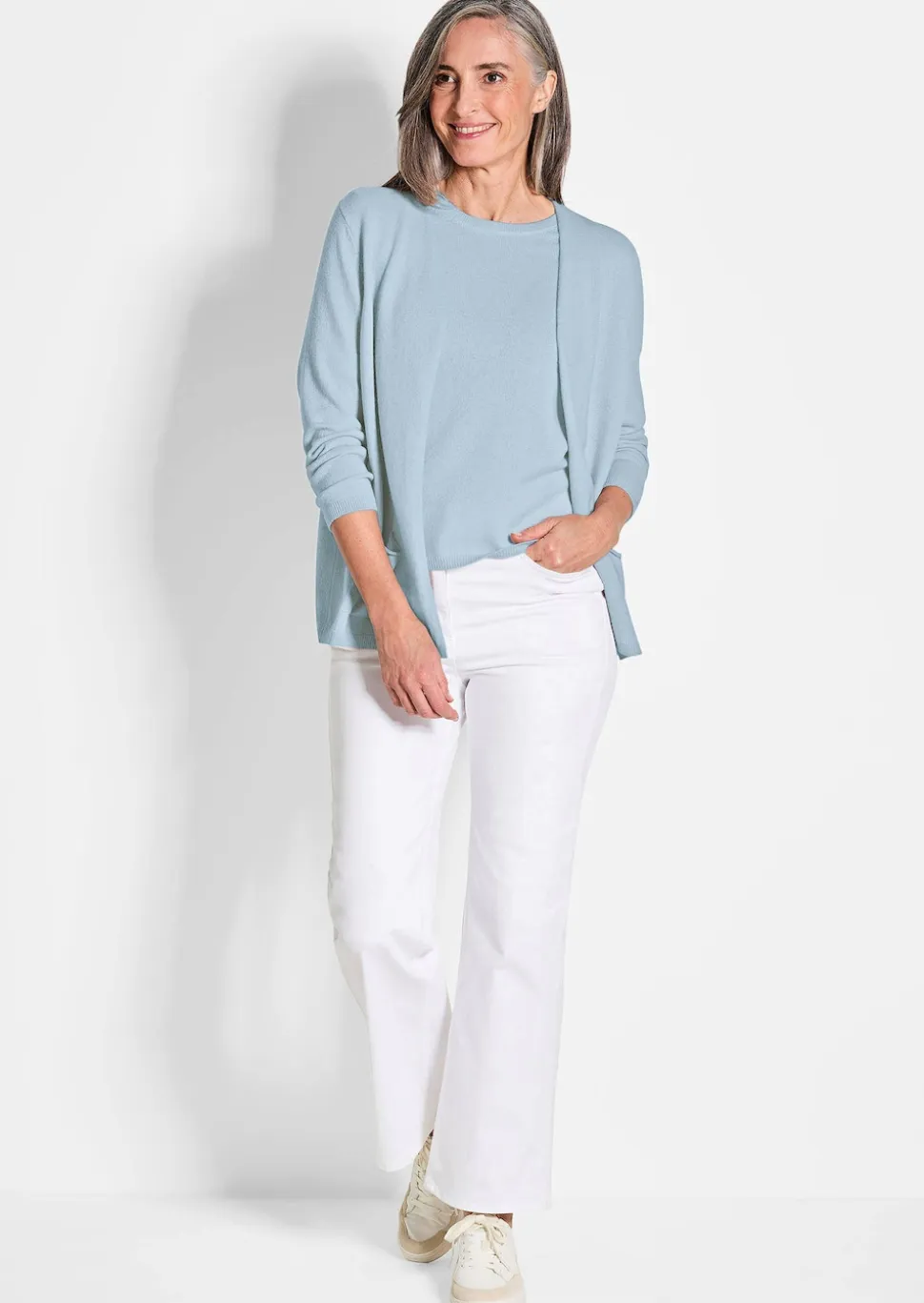 Kaschmir-Longstrickjacke