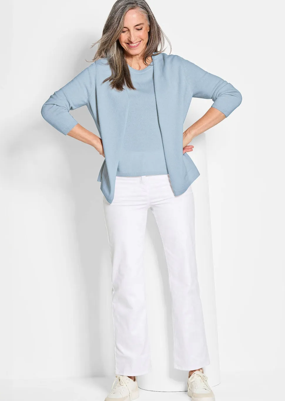 Kaschmir-Longstrickjacke
