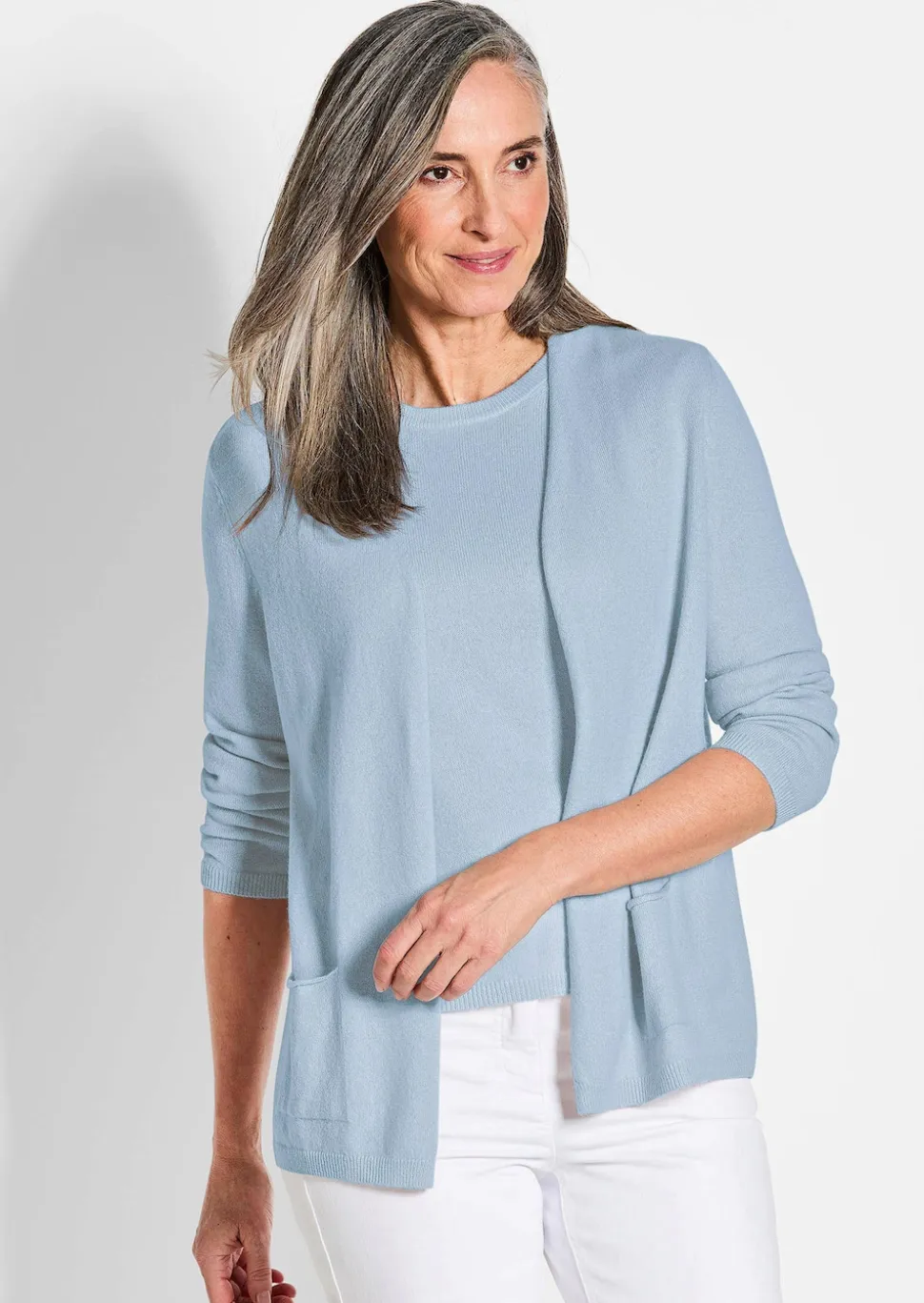 Kaschmir-Longstrickjacke