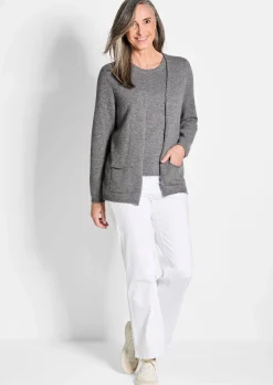 Kaschmir-Longstrickjacke