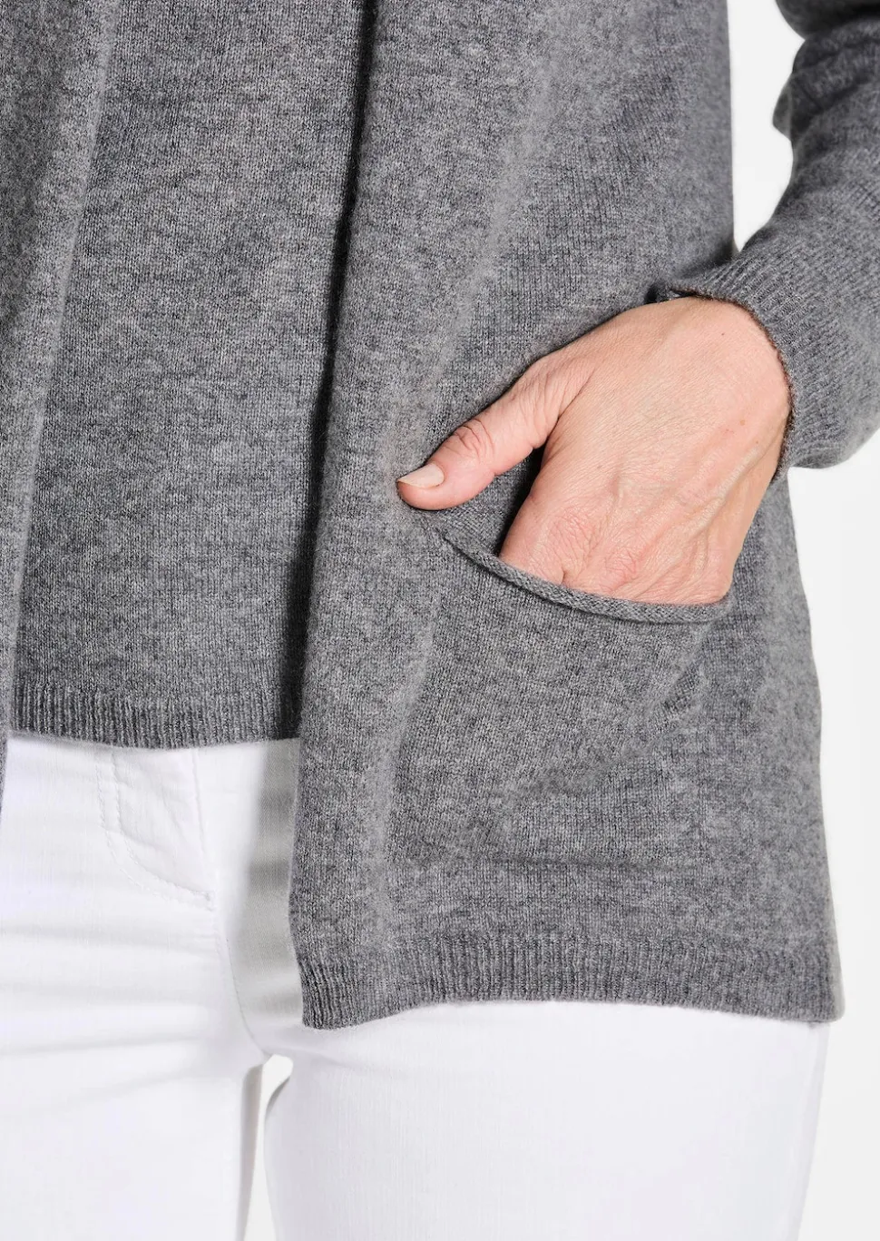 Kaschmir-Longstrickjacke