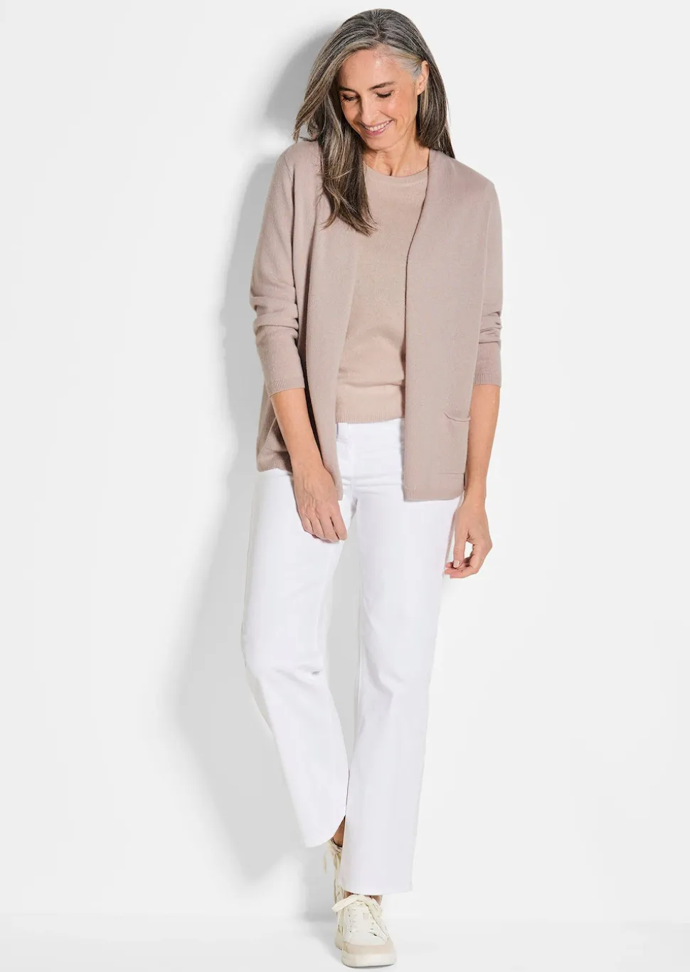 Kaschmir-Longstrickjacke