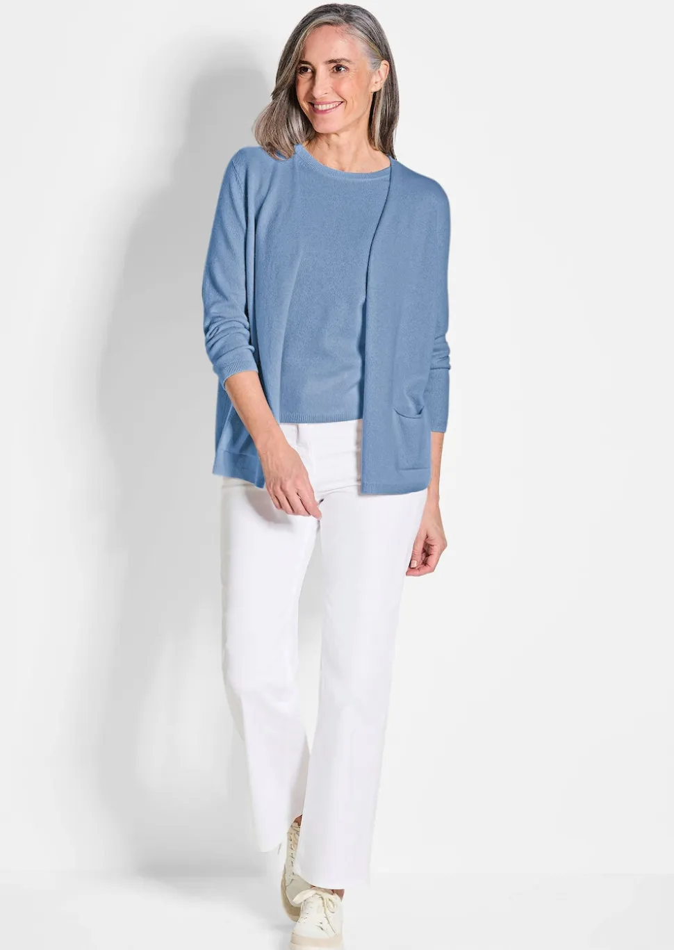 Kaschmir-Longstrickjacke