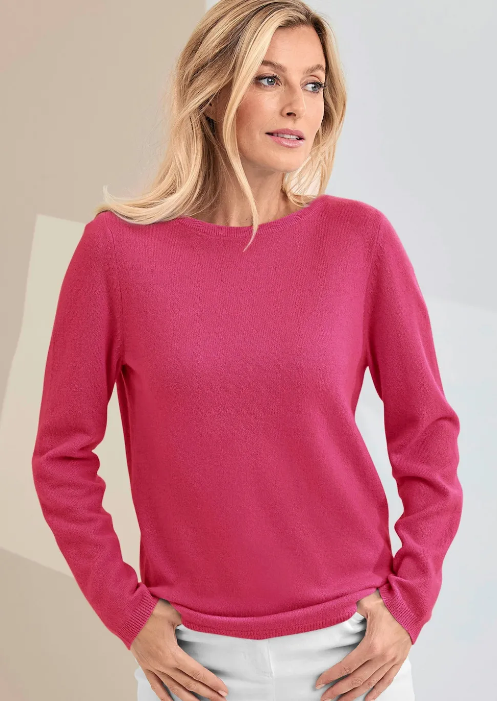 Kaschmirpullover mit U-Boot Ausschnitt