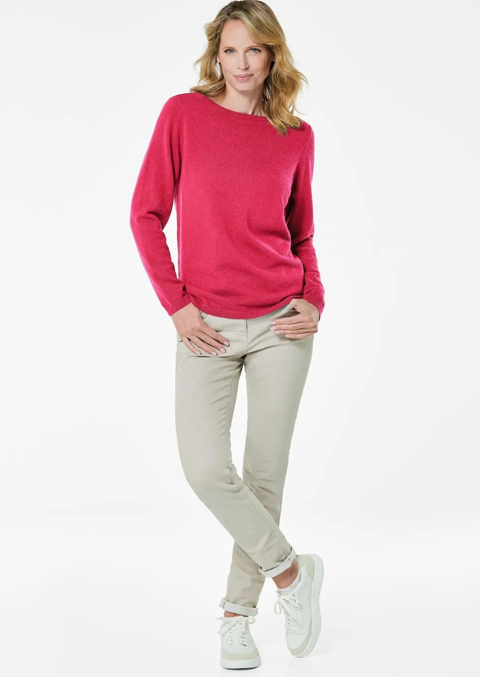 Kaschmirpullover mit U-Boot Ausschnitt