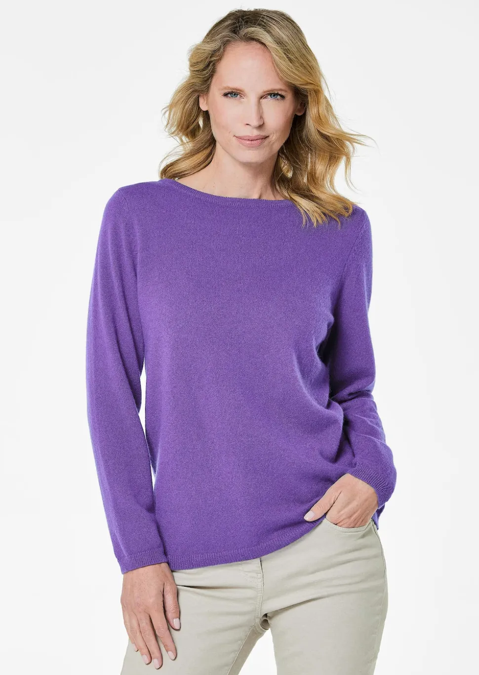 Kaschmirpullover mit U-Boot Ausschnitt