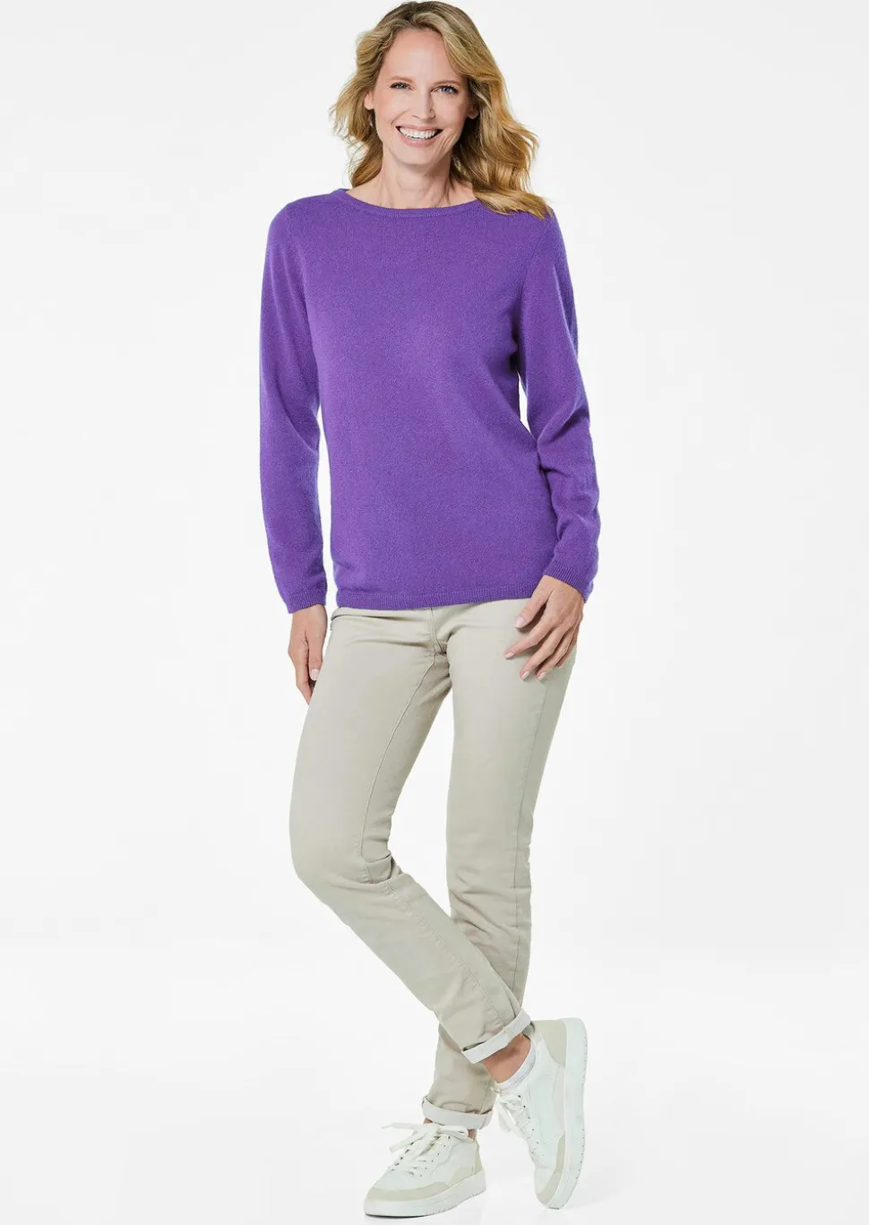 Kaschmirpullover mit U-Boot Ausschnitt