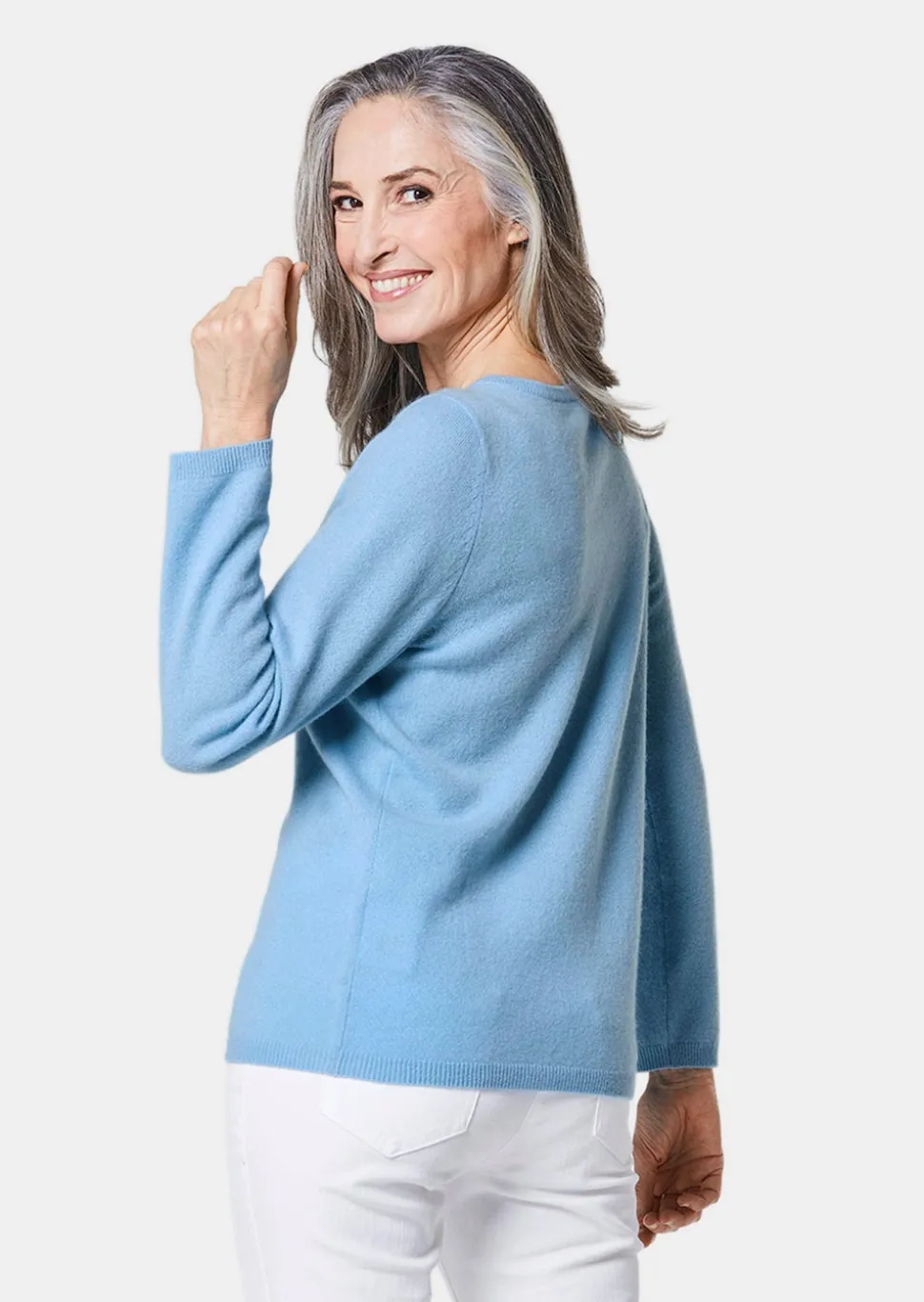 Kaschmirpullover mit U-Boot Ausschnitt