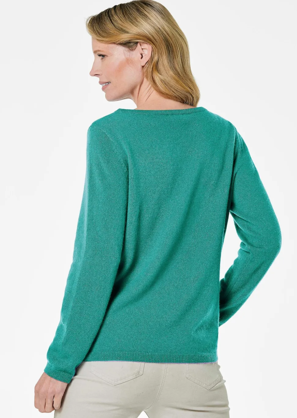 Kaschmirpullover mit U-Boot Ausschnitt