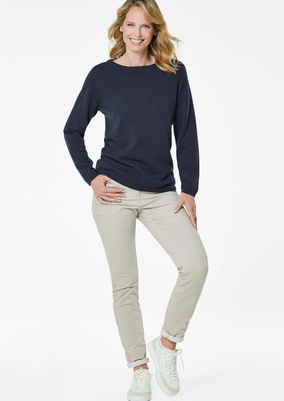 Kaschmirpullover mit U-Boot Ausschnitt
