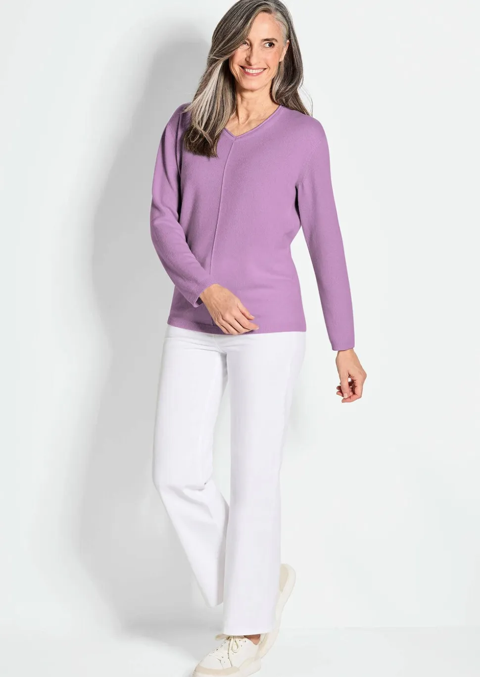 Kaschmirpullover mit V-Ausschnitt