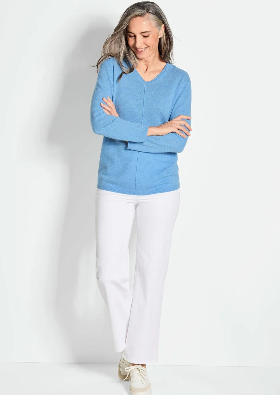 Kaschmirpullover mit V-Ausschnitt