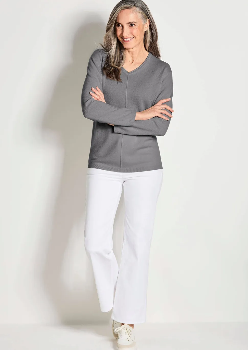 Kaschmirpullover mit V-Ausschnitt