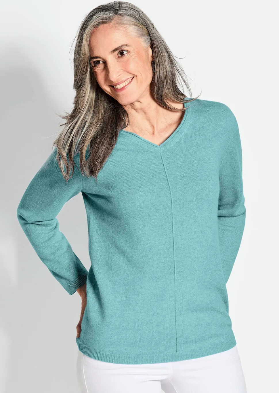 Kaschmirpullover mit V-Ausschnitt