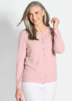 Kaschmirstrickjacke mit Rundhalsausschnitt