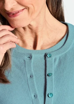 Kaschmirstrickjacke mit Rundhalsausschnitt
