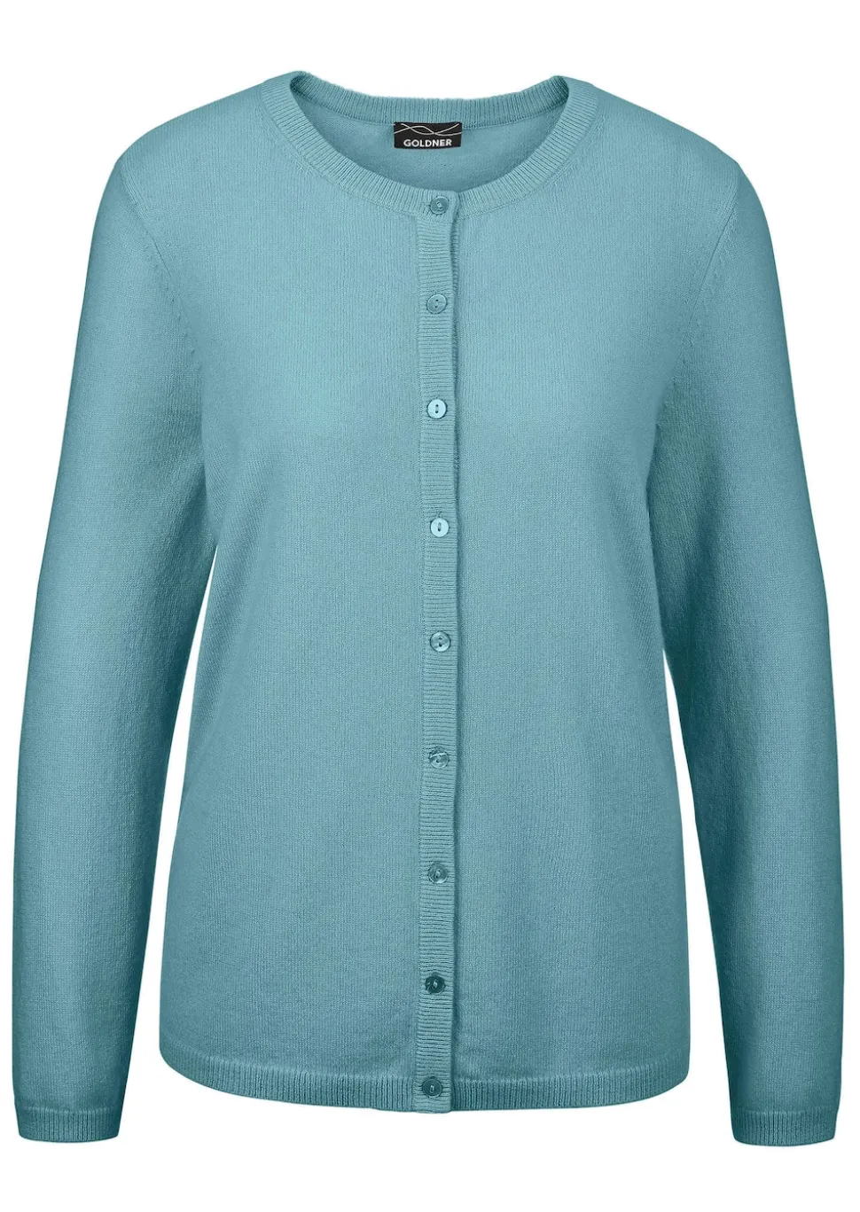 Kaschmirstrickjacke mit Rundhalsausschnitt