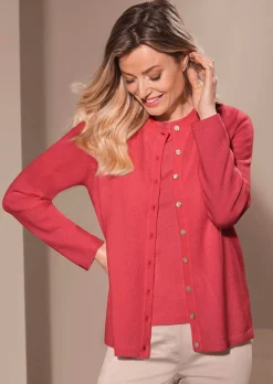 Kaschmirstrickjacke mit Rundhalsausschnitt