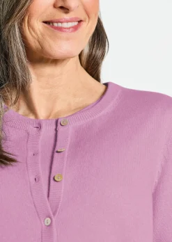 Kaschmirstrickjacke mit Rundhalsausschnitt