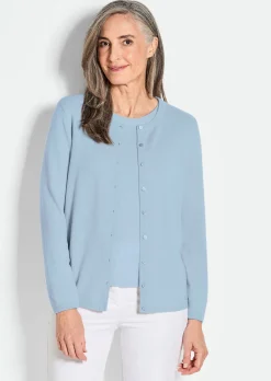 Kaschmirstrickjacke mit Rundhalsausschnitt