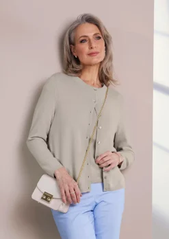 Kaschmirstrickjacke mit Rundhalsausschnitt