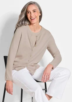 Kaschmirstrickjacke mit Rundhalsausschnitt