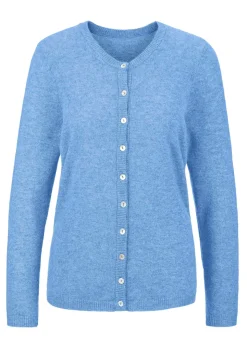 Kaschmirstrickjacke mit Rundhalsausschnitt