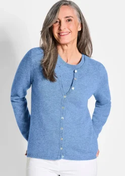 Kaschmirstrickjacke mit Rundhalsausschnitt